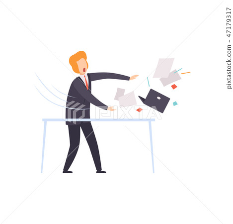 Enraged businessman, emotional burnout concept, stress, headache, depression, psychological problems Enraged businessman, emotional burnout concept, stress, headache, depression, psychological problems 47179317