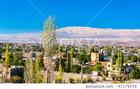 View of Baalbek town with mountains in the background - Lebanon 47179559