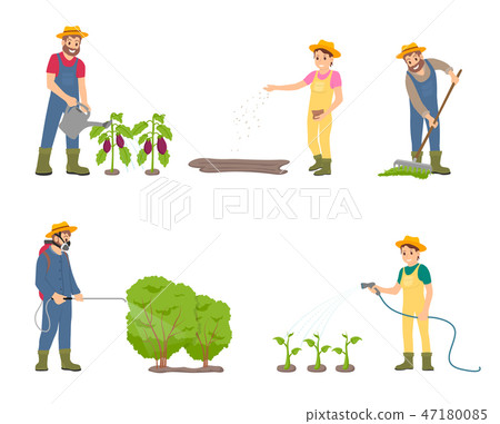 Farming People with Sprayer Vector Illustration 47180085