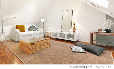 modern attic interior. 47180237