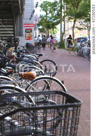 Sidewalk bicycle parking lot, downtown, Sapporo Sidewalk bicycle parking lot, downtown, Sapporo 47180583