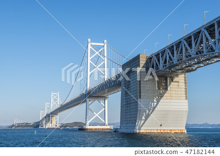 Seto Bridge in fine weather seen from Sakaide City, Kagawa Prefecture 47182144