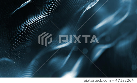 Particles form line and surface grid. 3d rendering. Science fiction background of glowing particles Particles form line and surface grid. 3d rendering. Science fiction background of glowing particles 47182264