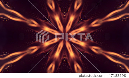 Particles form line and surface grid. 3d rendering. Science fiction golden background of glowing Particles form line and surface grid. 3d rendering. Science fiction golden background of glowing 47182298