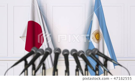 Flags of Japan and Argentina at international... - 스톡일러스트 [47182555