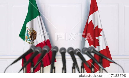 Flags of Mexico and Canada at international meeting or conference. 3D rendering Flags of Mexico and Canada at international meeting or conference. 3D rendering 47182798