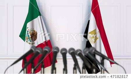 Flags of Mexico and Egypt at international meeting or conference. 3D rendering Flags of Mexico and Egypt at international meeting or conference. 3D rendering 47182817