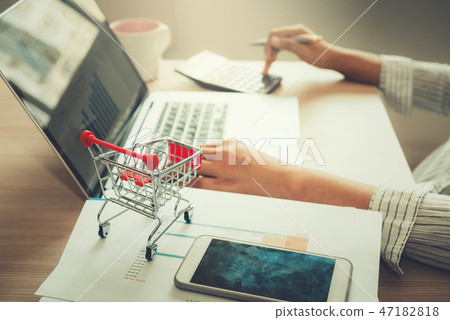 Businesswoman is analyzing of financial Businesswoman is analyzing of financial 47182818