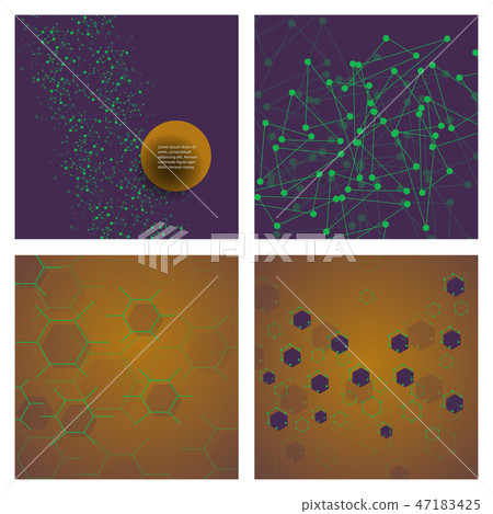 Set of science template, wallpaper or banner with a DNA molecules. Vector illustration. 47183425