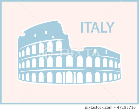 Italy Poster Colosseum Ancient Landmark Vector 47183716
