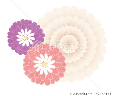 Cut material-Japanese style flower 16 tech 47184151