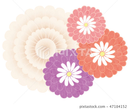 Cut material-Japanese style flower 15 tech 47184152