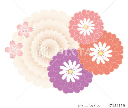 Cut material-Japanese style flower 13 47184159