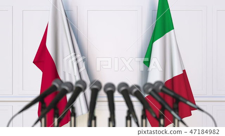 Flags of Poland and Italy at international meeting or conference. 3D rendering 47184982