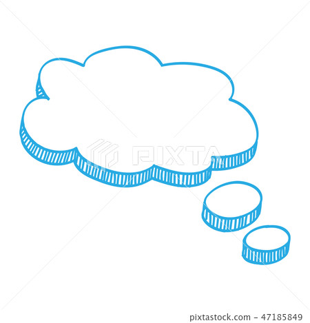 Blue speech balloon hand drawn Vector illustration - Stock Illustration ...