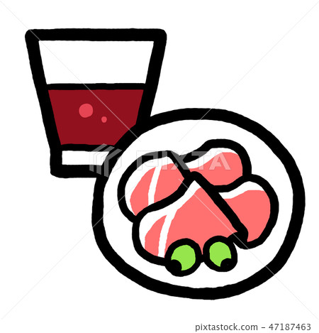 Red wine and raw ham 47187463