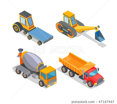 Construction Machines Icons, Working Devices Set - Stock Illustration ...