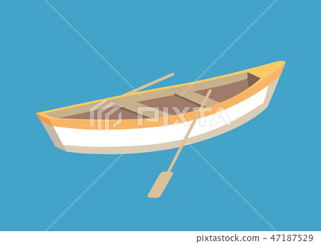 Fishing Boat with Oars, Marine Traveling Vessel 47187529