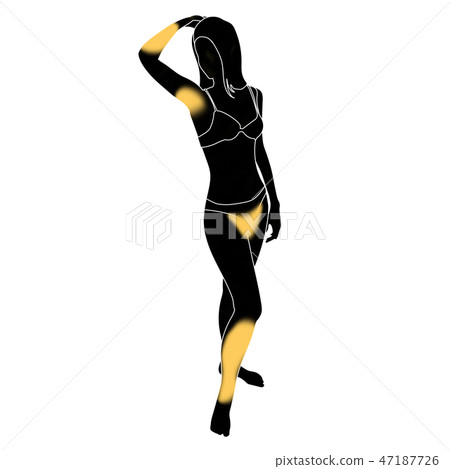 Young woman black silhouette holding her arm up Young woman black silhouette holding her arm up 47187726