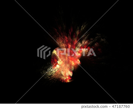 combustion on black background, fractal rendered illustration 47187760
