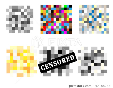 Set of Pixel censored signs. Black censor bar 47188282