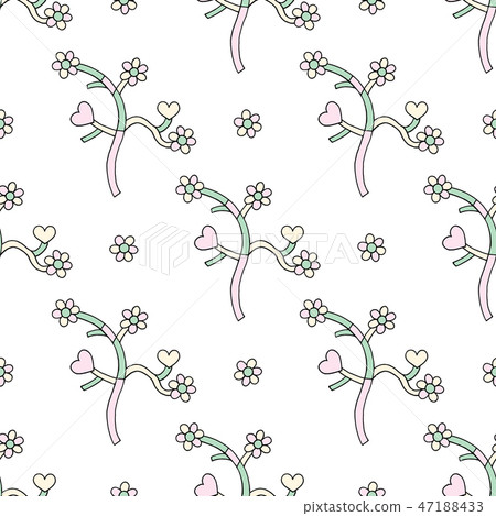 ranches hearts flowers hand drawn vector pattern 47188433