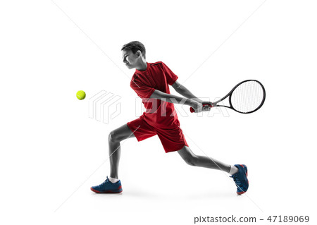 Young tennis player isolated on white Young tennis player isolated on white 47189069