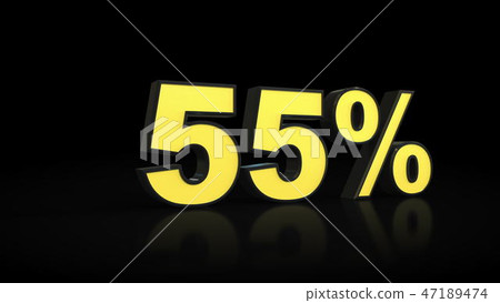 fifty-five 55 percent 3D rendering 47189474