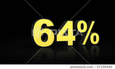 sixty-four 64 percent 3D rendering 47189480
