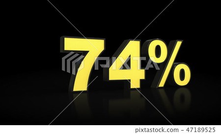seventy-four 74 percent 3D rendering 47189525