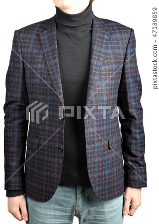 Woolen jacket male checkered suit with jeans 47189859