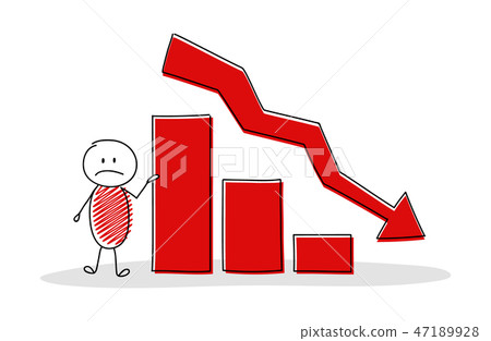 Funny Cartoon Stickman With Business Graph Vector Stock Illustration 47189928 Pixta