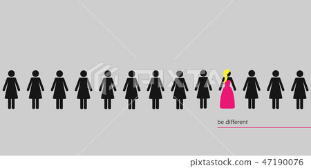 unique woman in crowd think different concept unique woman in crowd think different concept 47190076