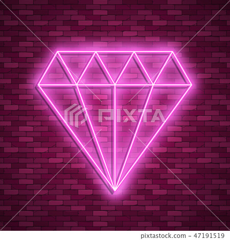 diamond icon in neon style. Vector illustraton 47191519