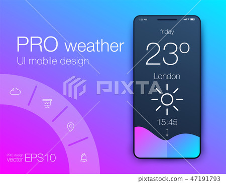Weather Forecast App Ux Ui Design. Stock vector - Stock Illustration ...