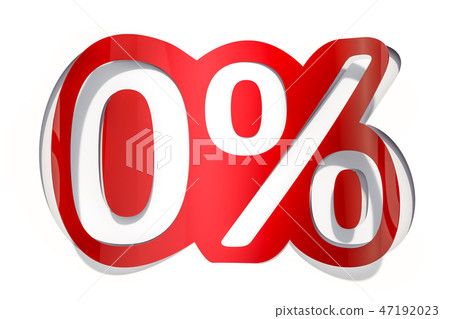 0 % inscription cut from paper, 3D rendering 0 % inscription cut from paper, 3D rendering 47192023