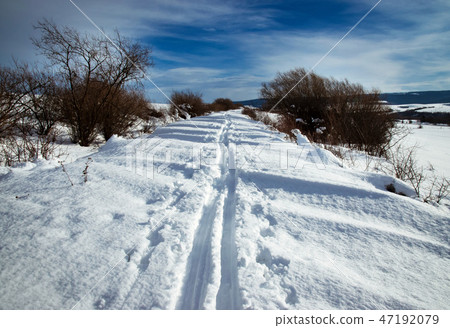 country ski trail up the landscape country ski trail up the landscape 47192079