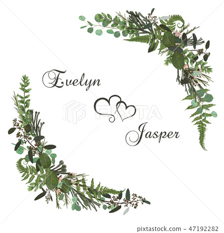 Vector floral bouquet design set, green forest Vector floral bouquet design set, green forest 47192282