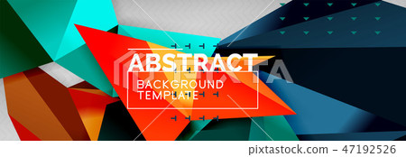 Mosaic triangular 3d shapes composition, geometric modern background. Triangles and polygons design 47192526