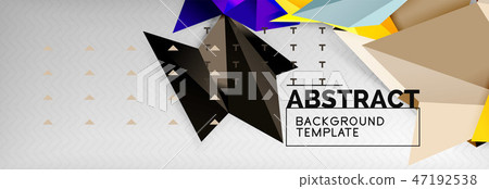 Mosaic triangular 3d shapes composition, geometric modern background. Triangles and polygons design 47192538