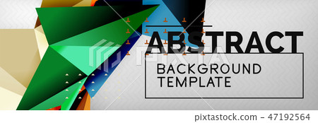 Mosaic triangular 3d shapes composition, geometric modern background. Triangles and polygons design 47192564