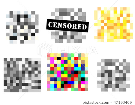 Set of Pixel censored signs. Black censor bar 47193409