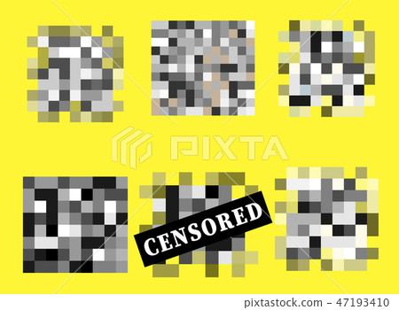 Set of Pixel censored signs. Black censor bar 47193410