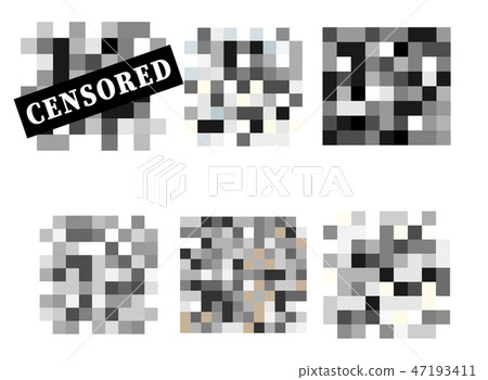 Set of Pixel censored signs. Black censor bar 47193411