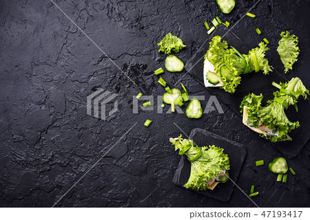 Low carbs ketogenic burritos wrapped in lettuce 47193417