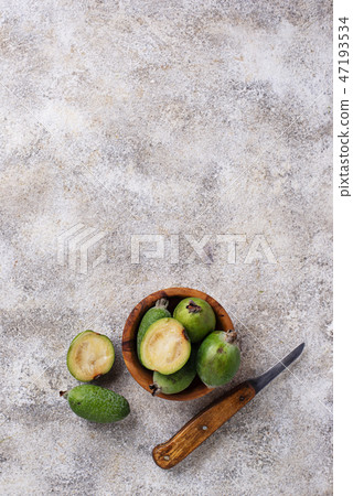 Fresh feijoa on a light background 47193534