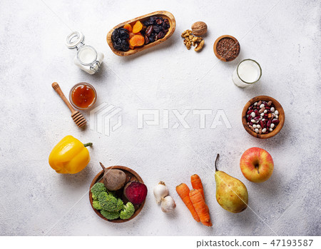 Products for healthy bowel. Food for gut Products for healthy bowel. Food for gut 47193587