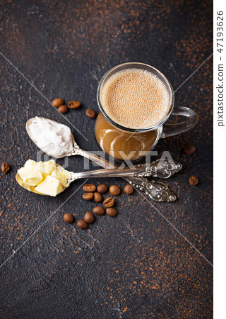Bulletproof coffee. Ketogenic low carb drink Bulletproof coffee. Ketogenic low carb drink 47193626