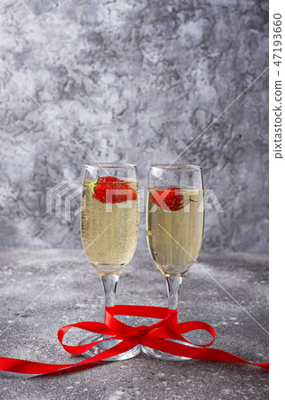 Valentines Day background.  Champagne with strawberry 47193660