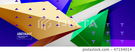 Triangles polygonal background, vector 3d poly template 47194014